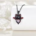 wholesale 925 Sterling Silver Red Crystal Heart Bat Pendant Necklace Gothic Halloween s for Women-0-2