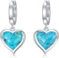wholesale 925 Sterling Silver Heart-Shaped Turquoise Drop Earrings for Women-0-0