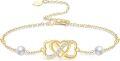 wholesale 14K Gold Infinity Heart Pearl Charm Bracelet - Elegant  for Her-0-0