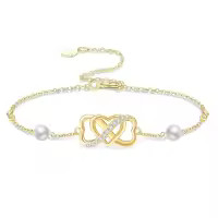 wholesale 14K Gold Infinity Heart Pearl Charm Bracelet Wholesale - Elegant  for Her-Infinity Heart