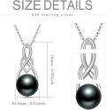 wholesale 925 Sterling Silver Black Pearl Pendant Necklace with Infinity Design and 18+2 Chain - Perfect Gift for Valentine's & Mother¡¯s Day-0-4