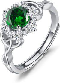 wholesale Sterling Silver Zircon Celtic Birthstone Adjustable Ring for Women-05-May
