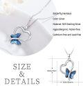 wholesale 925 Sterling Silver Blue Crystal Butterfly Heart Pendant Necklace for Women-0-3