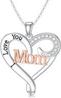 wholesale 925 Sterling Silver I Love You Mom Heart Pendant with Cubic Zirconia for Women Girls Gifts-0-0