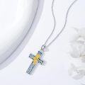 wholesale Sterling Silver Turquoise Cross Birth Flower Necklace 12 Month Pendant for Women Mom-0-18