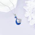 wholesale 925 Sterling Silver Blue Crystal Mermaid Necklace Ocean  for Women Girls-0-2