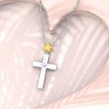wholesale 925 Sterling Silver Star and Cross Pendant Necklace with Cubic Zirconia for Women-0-4