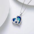 wholesale 925 Sterling Silver Heart Pendant with Blue Crystal and Hand Design - Mothers Day Gift for Mom Dad Sister Brother-0-1