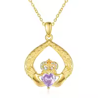 wholesale 925 Sterling Silver Claddagh Birthstone Pendant Necklaces Wholesale for Women-06 June - Alexandrite