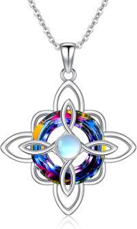 wholesale Sterling Silver Moonstone Celtic Knot Pendant Necklace for Women-Witches Knot-Volcano