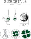 wholesale 925 Sterling Silver Green Enamel Four-Leaf Clover Drop Earrings for Women Irish Lucky Charm Jewelry St Patricks Day Gift-0-3