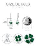 wholesale 925 Sterling Silver Green Enamel Four-Leaf Clover Drop Earrings for Women Irish Lucky Charm Jewelry St Patricks Day Gift-0-3