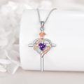 wholesale Sterling Silver Birthstones Rose Cross Heart Crucifix Pendant Necklace for Women-0-22