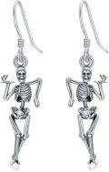 wholesale 925 Sterling Silver Halloween Skeleton Hand Dangle Earrings Gift for Women-0-0