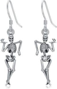 wholesale 925 Sterling Silver Halloween Skeleton Hand Dangle Earrings Gift for Women-Skeleton Dance A