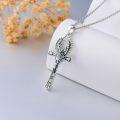 wholesale 925 Sterling Silver Ankh Cross Pendant with Egyptian God Amulet and Chain for Men Women  48cm/60cm Length-0-2