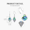 wholesale 925 Sterling Silver Abalone Shell Cubic Zirconia-Shaped Drop Earrings with Intricate Scrollwork Design-0-3