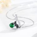 wholesale 925 Sterling Silver Green Crystal Moon & Black Cat Pendant Necklaces for Women's  Ideas-0-3