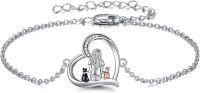 wholesale 925 Sterling Silver Girl with Cat and Bird in Heart Pendant Anklet-Cat Anklets for Women Sterling Silver