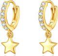 wholesale Gold 925 Sterling Silver Star Dangle Hoop Earrings for Women and Girls-0-0