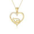 wholesale 14k Gold Heart Pendant With Cat And Lab Diamond Accents-0-0