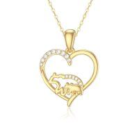 wholesale 14k Gold Heart Pendant With Cat And Lab Diamond Accents-Style 1