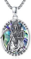 wholesale 925 Sterling Silver Santa Muerte Pendant Necklace for Men Women Catholic Religious Protector Amulets Necklaces-0-0