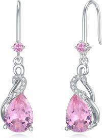 wholesale Sterling Silver Tourmaline Teardrop Dangle Earrings, October Birthstone Jewelry for Honesty & Wisdom, 22x8mm Gift for Mom, Wedding, Party-10-October