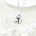 wholesale 925 Sterling Silver Schnauzer in Heart Paw Print Pendant Necklace for Women Girls Gifts-0-4