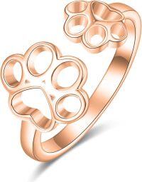 wholesale 925 Sterling Silver Pet Paw Print Adjustable Open Band Ring for Women-Rose Gold