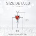 wholesale TOUPOP Ruby Cross Necklace For Women Sterling Silver July Birthstone Cross Pendant Necklace Heart Cross Christian Jewelry Birthday Christmas Gifts For Women Her -0-5