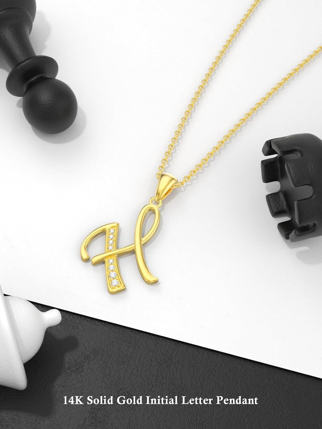wholesale 14K Gold Moissanite A Z Initial Necklace for Women 16+2 -0-2