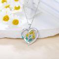 wholesale 925 Sterling Silver Yellow Enamel Daffodil Heart Pendant Necklace for Women-0-1