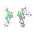 wholesale 925 Sterling Silver Star Stud Earrings w/Abalone & Cubic Zirconia - Hypoallergenic-0-0