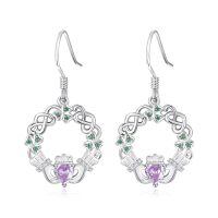 wholesale 925 Sterling Silver Birthstone Claddagh Celtic Knot Dangle Earrings for Women-Silver June