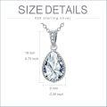wholesale Sterling Silver Natural Gemstone Diamond Necklace 1 Ct Pear Teardrop Pendant 18+2 Inch Women s Birthday Mother s Day Gift-0-2