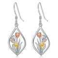 wholesale 925 Sterling Silver Tulip Drop Earrings with Gold and Rose Tone Accents-0-0