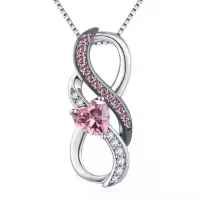 wholesale  925 Sterling Silver White Gold Plated Heart Birthstone Necklaces Wholesale with Infinity Symbol for Women, Hypoallergenic Romantic Gift-10-October