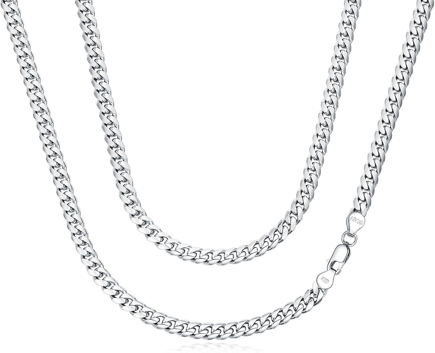 Sterling Silver Cuban Link Chain 3mm 4mm 5mm for Men Women 18 26 -5mm Width 22\"