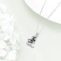 wholesale 925 Sterling Silver Teddy Bear with Red Heart and Scythe Pendant Necklace-0-4