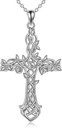 wholesale 925 Sterling Silver Celtic Knot Vine Leaf Cross Pendant Necklace Religious s for Women and Men-style A