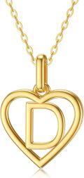 wholesale 14K Gold Heart Initial Pendant Necklace, 58.5% Pure Solid Gold, Hypoallergenic Nickel-Free, Elegant Gift for Women-0-0