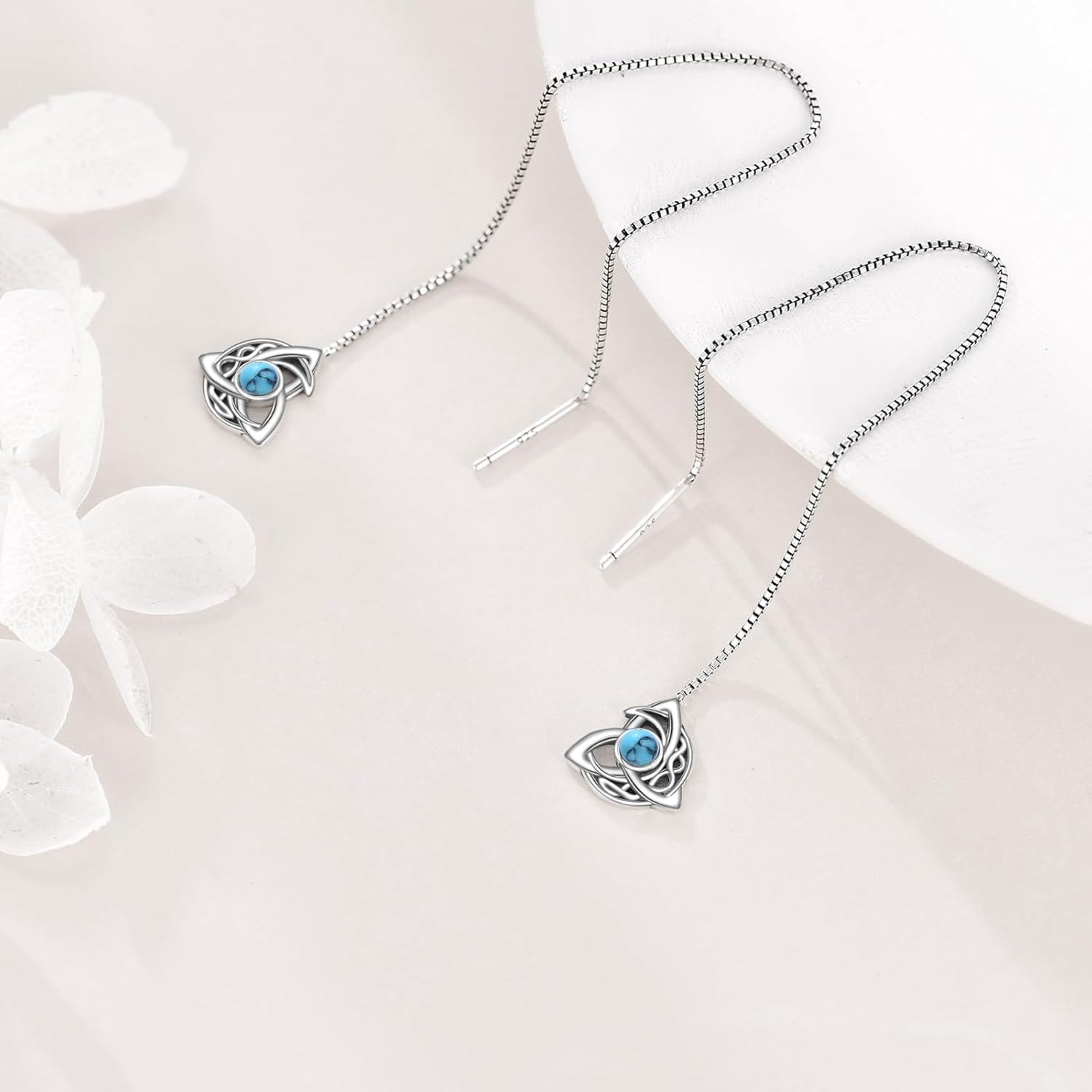 925 Sterling Silver Mermaid Heart Threader Earrings for Women's Gift-0-3