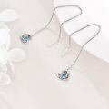 wholesale 925 Sterling Silver CZ Flower and Butterfly Drop Threader Earrings - Elegant Jewelry for Women-0-3