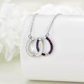 wholesale 925 Sterling Silver Opal Triple Horseshoe Pendant Necklace Luck s for Women-0-4