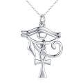 wholesale 925 Sterling Silver Black Ankh Eye Of Horus Pendant Necklace-0-0