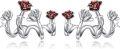 wholesale 925 Sterling Silver Red Rose Cross Stud Claw Earrings Gothic Cuff Jewelry for Women Gifts-0-0