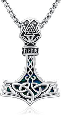 wholesale Sterling Silver Viking Necklace with Mjolnir Yggdrasil Wolf Deer Raven Dragon Pendant Norse Jewelry Gifts-A01 - Thors Hammer