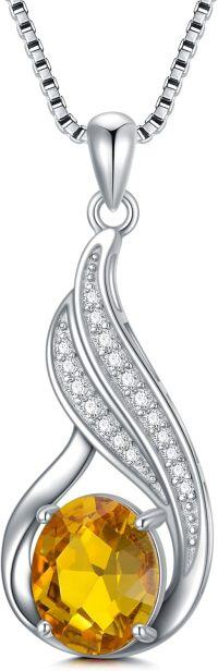 wholesale Sterling Silver Gemstone Birthstone Infinity Pendant Necklace-crested citrine