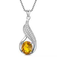 wholesale 925 Sterling Silver Gemstone Birthstone Infinity Pendant Necklace-crested citrine